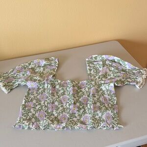 Roller Rabbit Green and Purple Floral Blouse